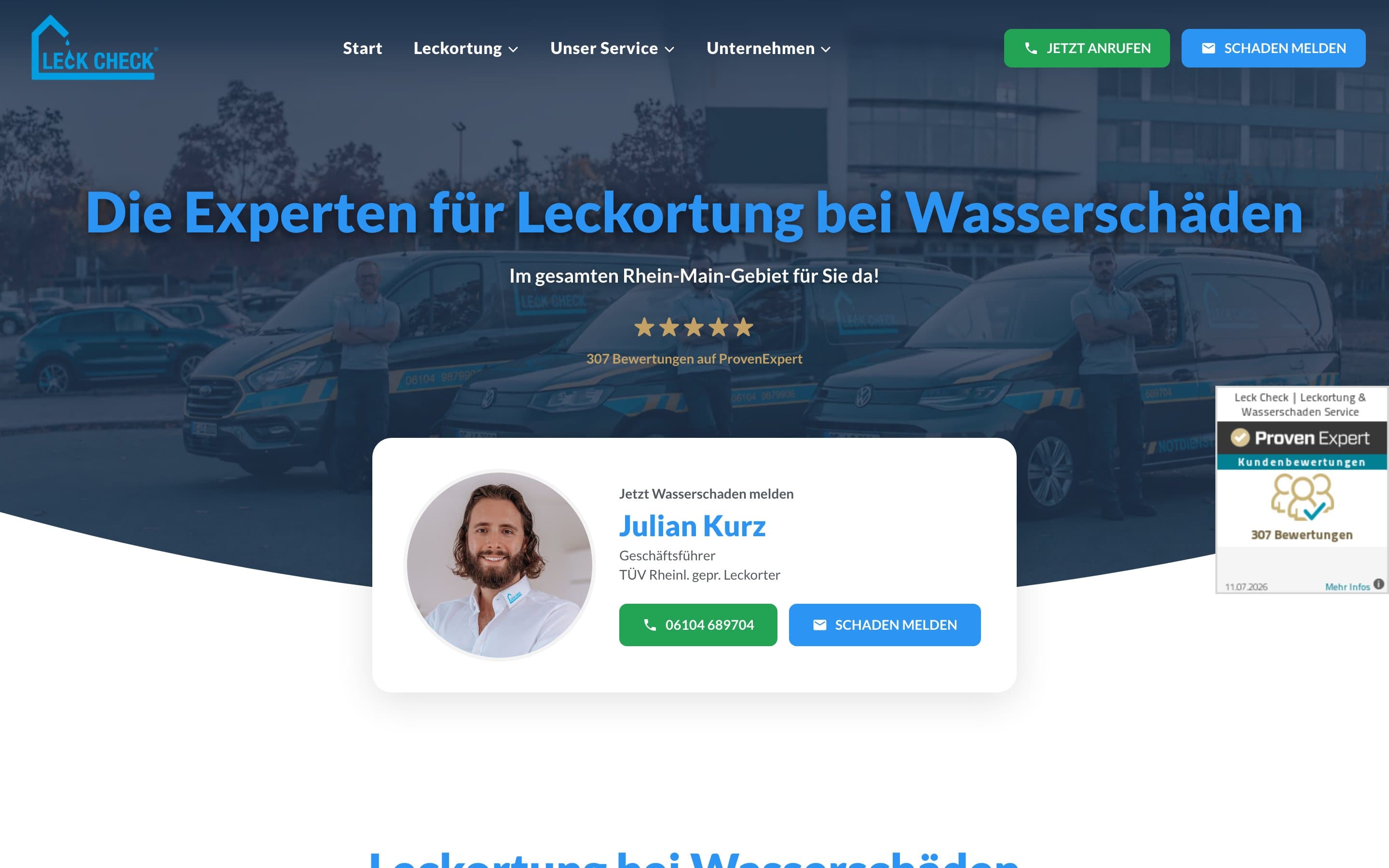 Visuelle Hierarchie bei wasserschaden-leckcheck.de